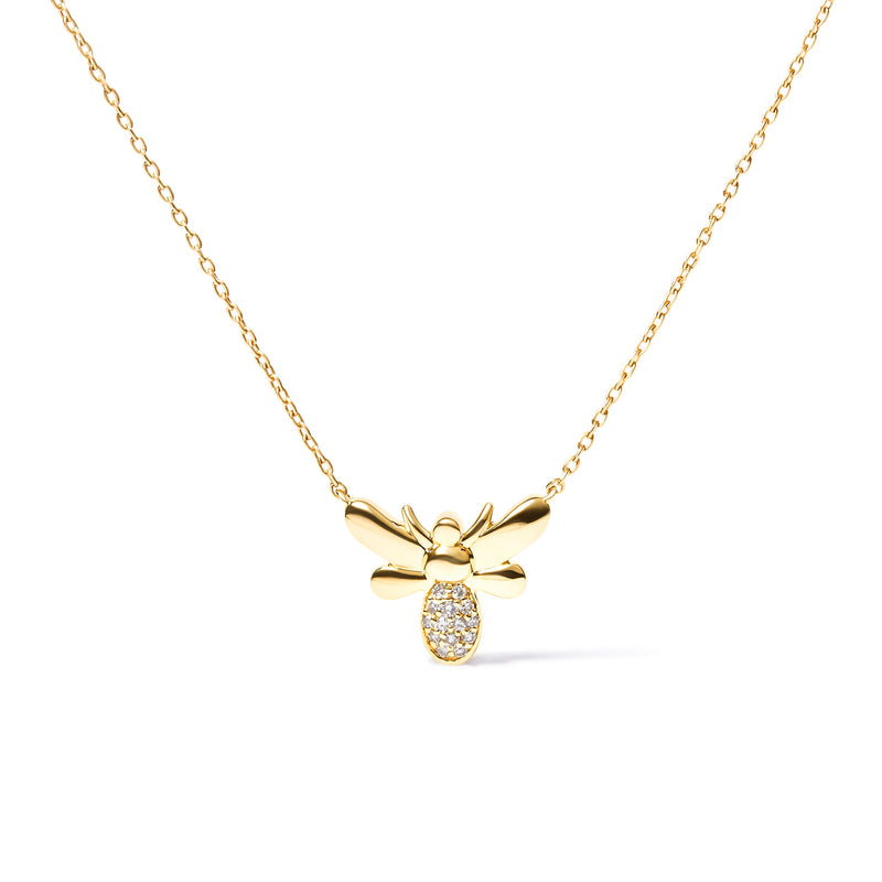 Bids.com 10K Yellow Gold Diamond Accented Bumble Bee Pendant 18" Inch Necklace (H-I Color, I1-I2 Clarity) Necklaces White Smoke Yellow.Gold / 18