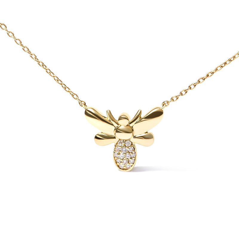 Bids.com 10K Yellow Gold Diamond Accented Bumble Bee Pendant 18" Inch Necklace (H-I Color, I1-I2 Clarity) Necklaces White Smoke Yellow.Gold / 18