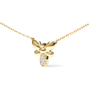 Bids.com 10K Yellow Gold Diamond Accented Bumble Bee Pendant 18" Inch Necklace (H-I Color, I1-I2 Clarity) Necklaces White Smoke Yellow.Gold / 18
