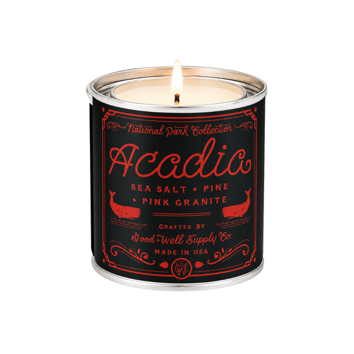Good & Well Supply Co Acadia National Park Candle Candles Black Half Pint / 8oz / Cotton Wick,Pint / 14oz / Cotton Wick