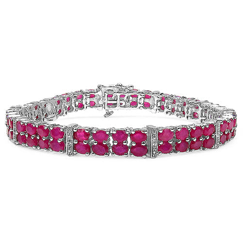 Bids.com 16.77 Carat Genuine Glass Filled Ruby & White Topaz .925 Sterling Silver Bracelet Bracelets White Smoke size 7.50