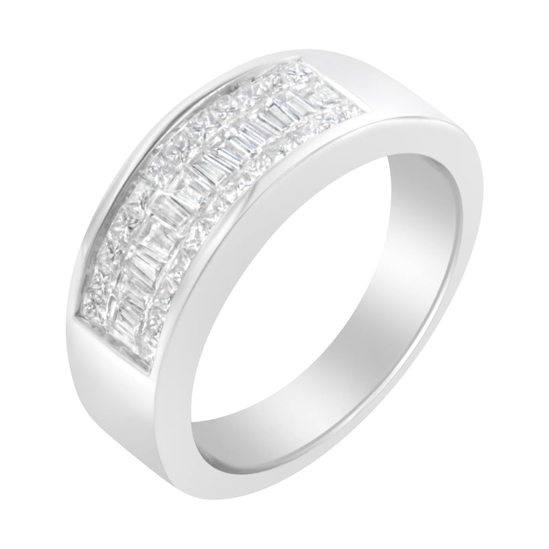 Bids.com 14K White Gold Princess and Baguette-cut Diamond Ring (1.0 Cttw, H-I Color, VS2-SI1 Clarity) - Size 6 Rings White Smoke 7 / White.Gold,6 / White.Gold