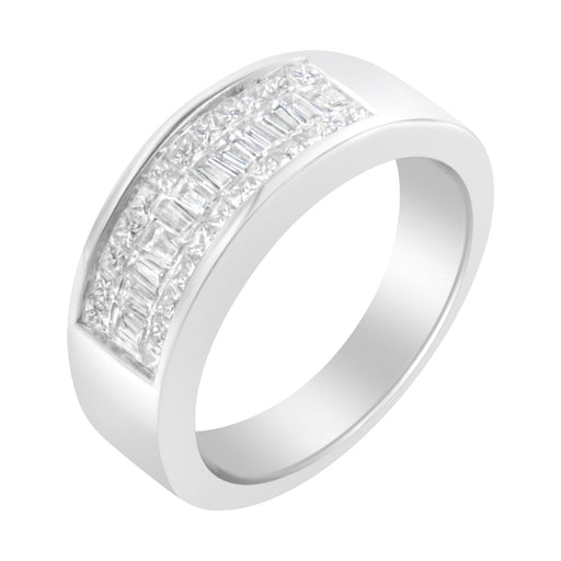 Bids.com 14K White Gold Princess and Baguette-cut Diamond Ring (1.0 Cttw, H-I Color, VS2-SI1 Clarity) - Size 6 Rings White Smoke 7 / White.Gold,6 / White.Gold
