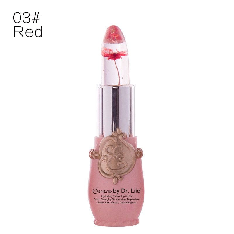 EpiLynx Color-Changing Flower Lip Gloss – Vegan, Gluten-Free, Hydrating Lip Balm Rosy Brown red flower #3