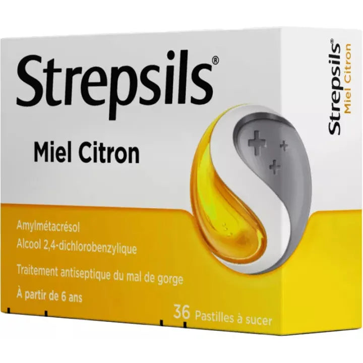 Strepsils Strepsils Miel Citron Lozenges Sore Throat Relief Pack of 36 Lozenges Light Gray