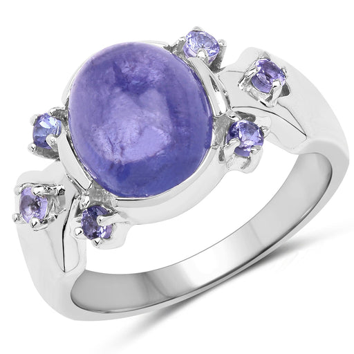 Bids.com 3.76 Carat Genuine Tanzanite .925 Sterling Silver Ring Rings White Smoke size 6.00,size 7.00,size 8.00,size 9.00