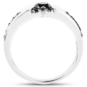 Bids.com 0.83 Carat Genuine Black Diamond .925 Sterling Silver Ring Rings White Smoke size 9.00,size 6.00,size 7.00,size 8.00