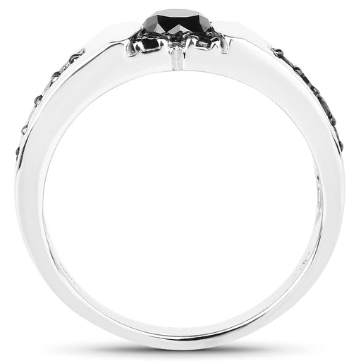 Bids.com 0.83 Carat Genuine Black Diamond .925 Sterling Silver Ring Rings White Smoke size 9.00,size 6.00,size 7.00,size 8.00