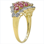 Bids.com 14K Yellow Gold Plated 2.08 Carat Genuine Ruby .925 Sterling Silver Ring Rings White Smoke size 7.00,size 6.00,size 8.00,size 9.00