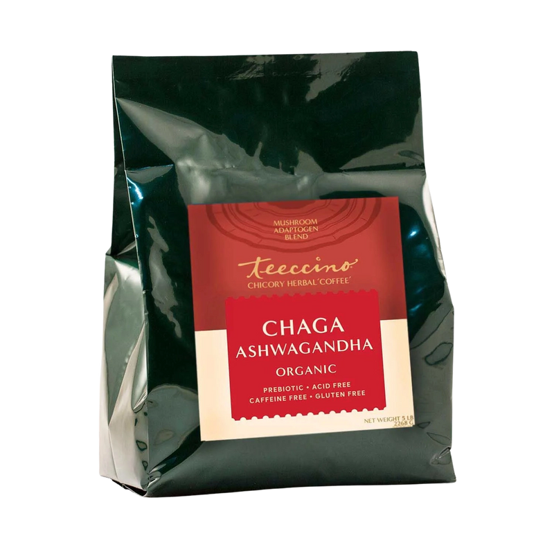 Teeccino Chaga Ashwagandha Butterscotch Cream Mushroom Herbal Coffee Herbal Coffee Black 5lb ground