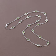 Bids.com 6.30 Carat Genuine Peridot .925 Sterling Silver Necklace Necklaces Dim Gray size 18.00