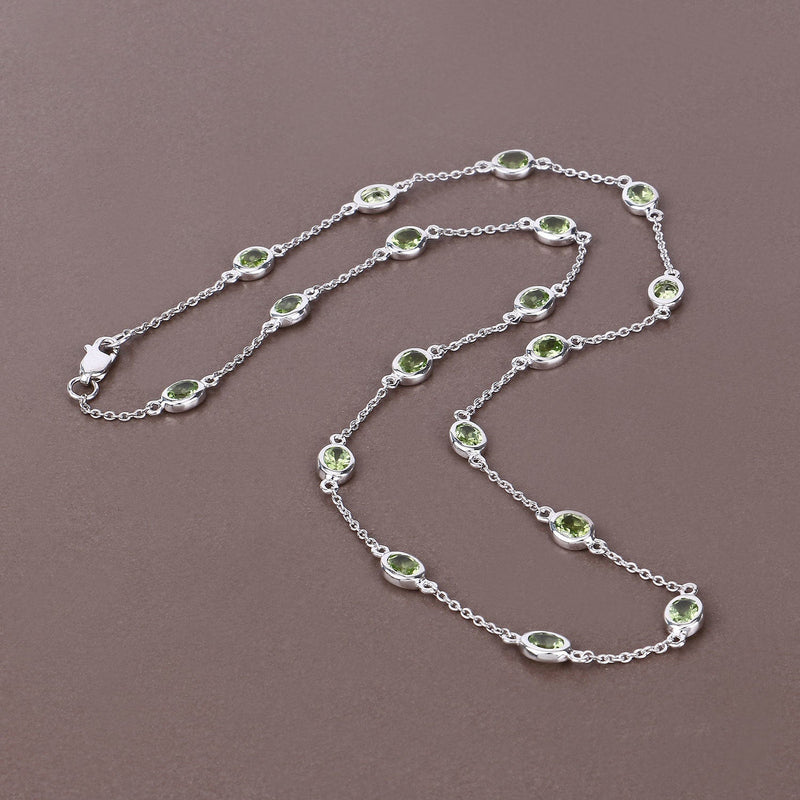 Bids.com 6.30 Carat Genuine Peridot .925 Sterling Silver Necklace Necklaces Dim Gray size 18.00