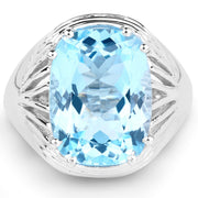 Bids.com 12.10 Carat Genuine Blue Topaz .925 Sterling Silver Ring Rings White Smoke size 6.00,size 7.00,size 8.00,size 9.00