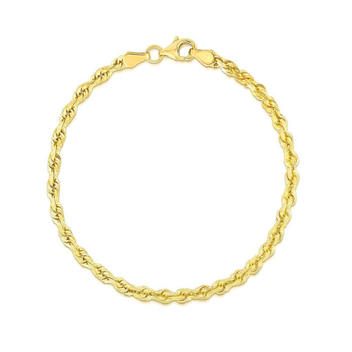 Bids.com 4.0mm 10k Yellow Gold Solid Diamond Cut Rope Bracelet Bracelets White Smoke 8 / Yellow Gold
