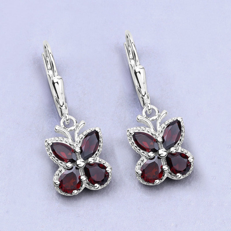 Bids.com 2.60 Carat Genuine Garnet .925 Sterling Silver Earrings Earrings Light Gray