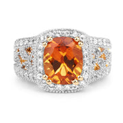 Bids.com 3.71 Carat Genuine Citrine and White Topaz .925 Sterling Silver Ring Rings White Smoke size 7.00,size 6.00,size 8.00,size 9.00,size 5.00,size 10.00