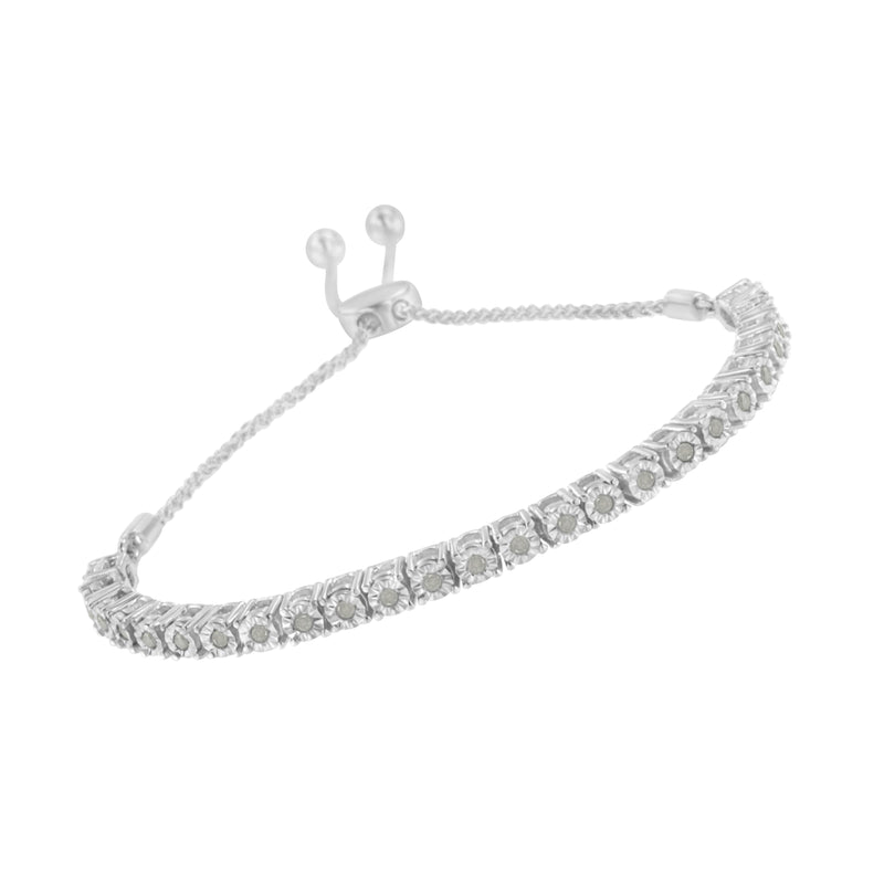 Bids.com 10K Yellow Gold over .925 Sterling Silver 1/4 Cttw Miracle-Set Diamond 4â€-10â€ Adjustable Bolo Tennis Bracelet (I-J Color, I3 Clarity) Bracelets White Smoke White.Sterling Silver / 7,Rose.Sterling Silver / 0.25,Yellow.Sterling Silver / 0.25