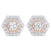 Bids.com 14K Rose and White Gold 1 7/8 Cttw Round Diamond Double Halo Earring Jacket for 6mm Round Studs (G-H Color, VS2-SI1 Clarity) Earrings White Smoke WhiteRose.Gold / 1.9
