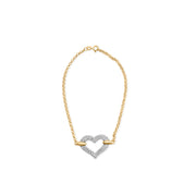 Bids.com 10K Two Tone Gold 1/4 Cttw Diamond Encrusted Heart Charm 7" Bracelet (H-I Color, I1-I2 Clarity) Bracelets White Smoke YellowWhite.Gold / 7