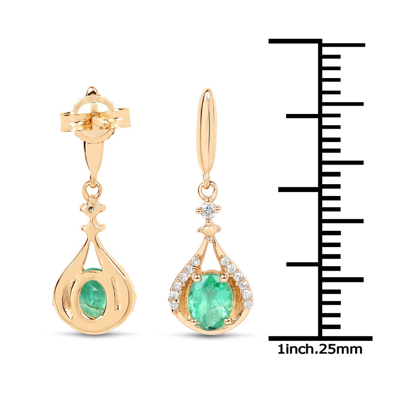 Bids.com 0.70 Carat Genuine Zambian Emerald and White Diamond 14K Yellow Gold Earrings Earrings White Smoke