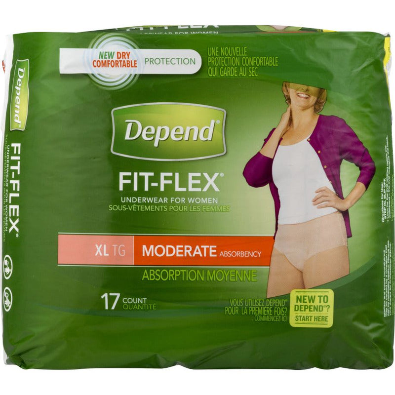 Depend Depend Fit-Flex Underwear, For Women, Moderate Absorbency, XL Personal Care Dark Olive Green