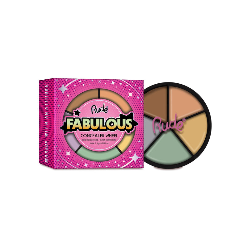 Rude Cosmetics Fabulous Concealer Wheel Concealer Pale Violet Red Corrector