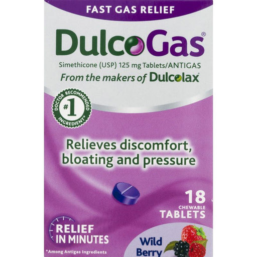 DulcoGas DulcoGas Antigas, 125 Mg, Chewable Tablets, Wild Berry Health & Beauty Light Gray