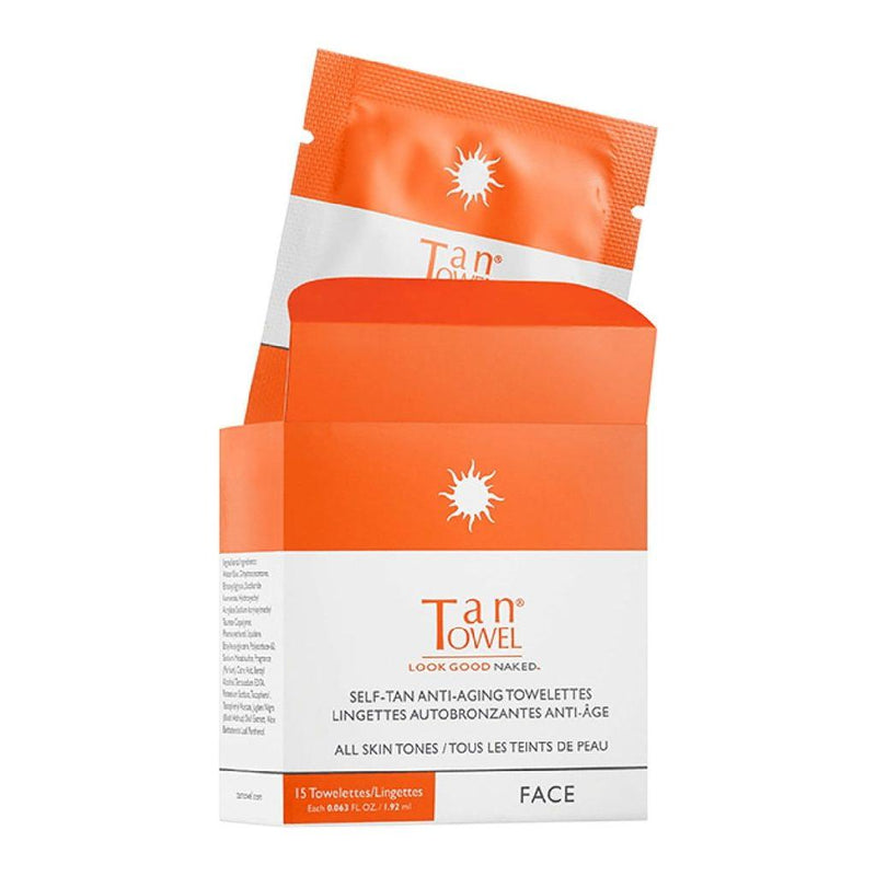 Tan Towel Tan Towel Face All Skin Tones Self-Tan Anti-Aging Towelette - 15 Pack Self-Tan Towelette Lavender