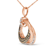 Bids.com 14K Rose Gold 3/4 Cttw Brown and White Diamond Interlocking Circle Hoop 18" Inch Pendant Necklace (G-H Color, SI2-I1 Clarity) Necklaces White Smoke Rose.Gold / 18