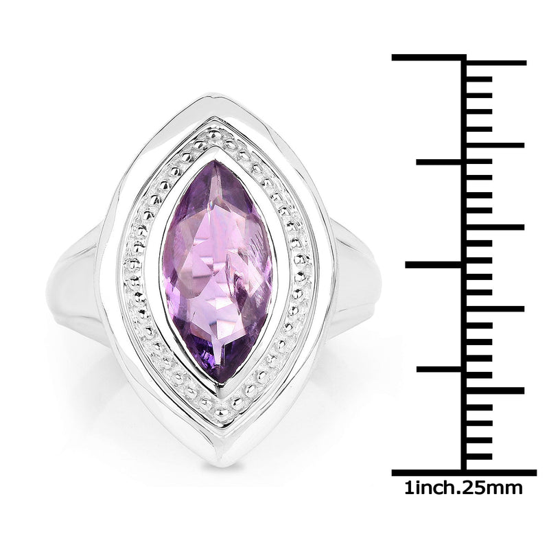 Bids.com 2.00 Carat Genuine Amethyst .925 Sterling Silver Ring Rings White Smoke size 6.00,size 7.00,size 8.00,size 9.00,size 5.00