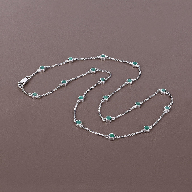 Bids.com 1.80 Carat Genuine Emerald .925 Sterling Silver Necklace Necklaces Dim Gray size 18.00
