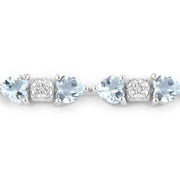 Bids.com 7.36 Carat Genuine Aquamarine and White Diamond .925 Sterling Silver Bracelet Bracelets White Smoke size 7.25