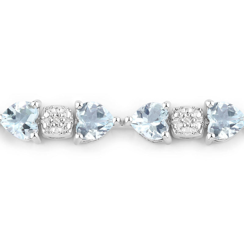 Bids.com 7.36 Carat Genuine Aquamarine and White Diamond .925 Sterling Silver Bracelet Bracelets White Smoke size 7.25