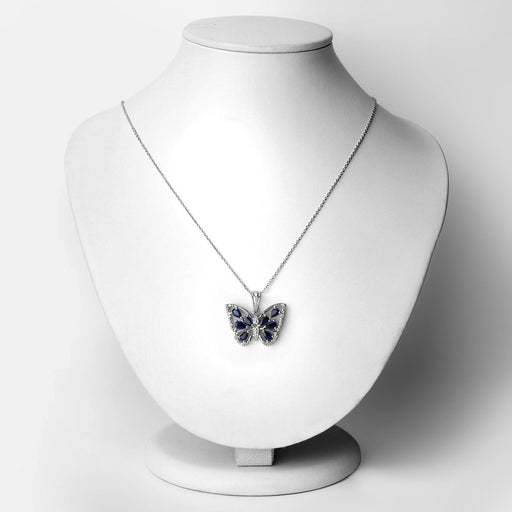 Bids.com 1.67 Carat Genuine Blue Sapphire and White Zircon .925 Sterling Silver Pendant Pendants White Smoke