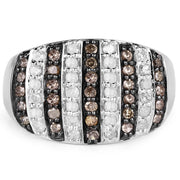 Bids.com 0.83 Carat Genuine Champagne Diamond and White Diamond .925 Sterling Silver Ring Rings White Smoke size 6.00,size 7.00,size 8.00,size 9.00