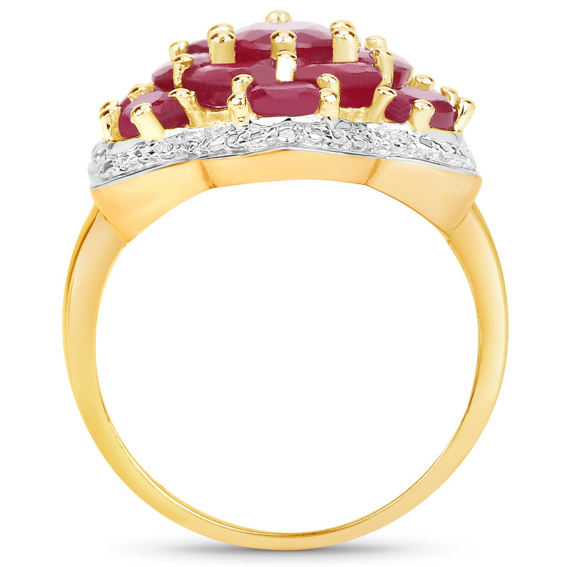Bids.com 14K Yellow Gold Plated 4.18 Carat Genuine Glass Filled Ruby .925 Sterling Silver Ring Rings White Smoke size 6.00,size 8.00,size 7.00,size 9.00,size 5.00,size 10.00