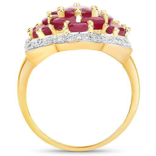 Bids.com 14K Yellow Gold Plated 4.18 Carat Genuine Glass Filled Ruby .925 Sterling Silver Ring Rings White Smoke size 6.00,size 8.00,size 7.00,size 9.00,size 5.00,size 10.00