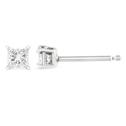 Bids.com 14K White Gold 1.00 Cttw Princess-Cut Square Near Colorless Diamond Classic 4-Prong Solitaire Stud Earrings (G-H Color, SI1-SI2 Clarity) Earrings White Smoke White.Gold / 1