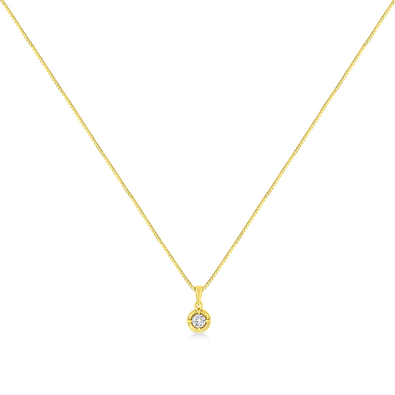 Bids.com 14K Yellow Gold Plated .925 Sterling Silver 1/2 Cttw Brilliant Round Cut Diamond Solitaire Milgrain 18" Pendant Necklace (K-L Color, I2-I3 Clarity) Necklaces White Smoke Yellow.Sterling Silver / 18 / 0.33,Yellow.Sterling Silver / 18 / 0.75,Yellow.Sterling Silver / 18 / 0.5,Yellow.Sterling Silver / 18 / 0.2