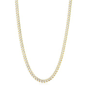 Bids.com 14k Yellow Gold White Pave High Polish Modern Lite Miami Cuban Chain (6.5mm) Necklaces White Smoke 22 / Two-Tone Gold,24 / Two-Tone Gold,20 / Yellow Gold