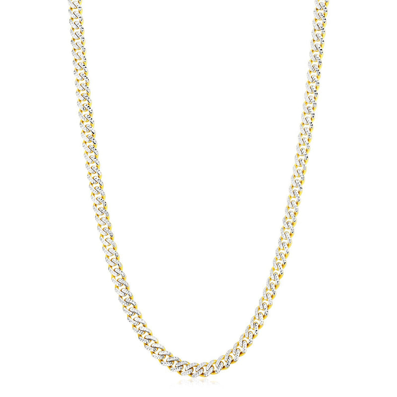 Bids.com 14k Yellow Gold White Pave High Polish Modern Lite Miami Cuban Chain (6.5mm) Necklaces White Smoke 22 / Two-Tone Gold,24 / Two-Tone Gold,20 / Yellow Gold