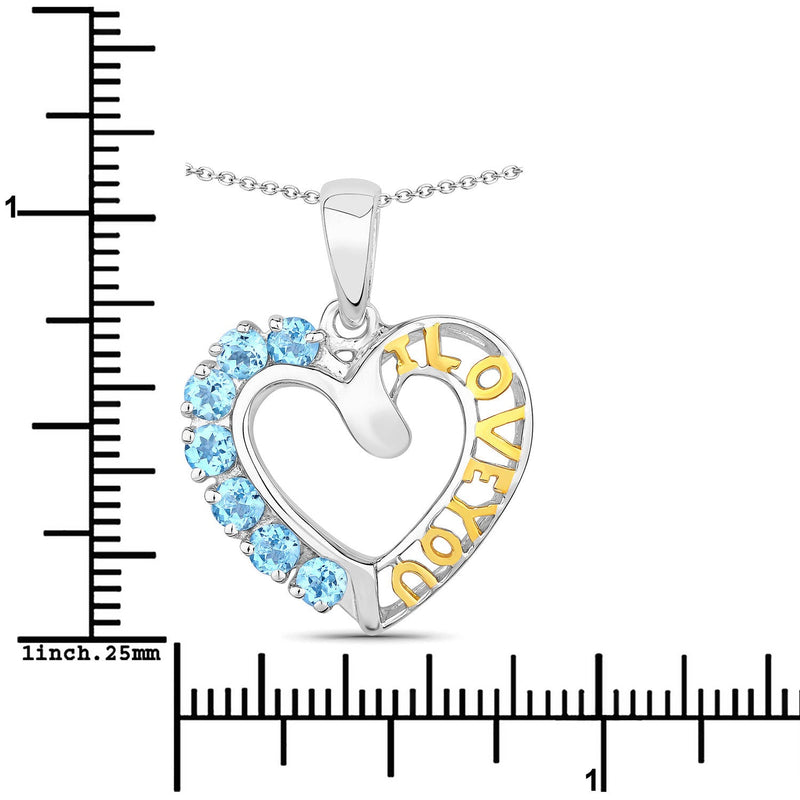Bids.com 0.84 Carat Genuine Swiss Blue Topaz .925 Sterling Silver Pendant Pendants White Smoke size 18.00