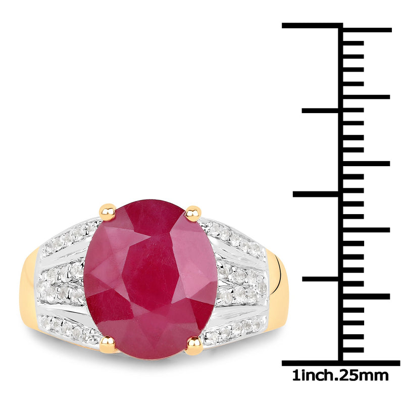 Bids.com 14K Yellow Gold Plated 5.49 Carat Glass Filled Ruby and White Topaz .925 Sterling Silver Ring Rings White Smoke size 7.00,size 6.00,size 8.00,size 9.00