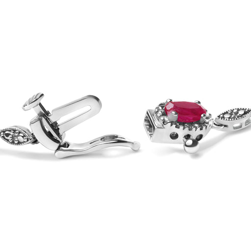 Bids.com 10K White Gold 4.5mm x 3mm Oval Ruby and Diamond Link Bracelet (H-I Color, SI1-SI2 Clarity)  - Size 7" Bracelets White Smoke White.Gold / 7