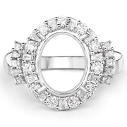 Bids.com 0.83 Carat Genuine White Diamond 14K White Gold Semi Mount Ring - holds 11x9mm Oval Gemstone Rings White Smoke size 7.00,size 6.00,size 8.00