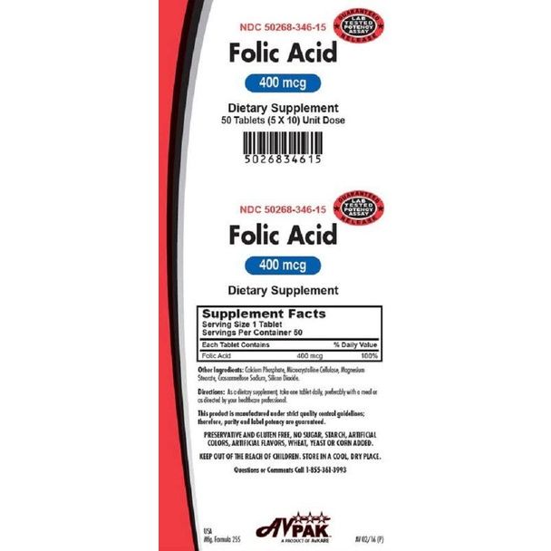 Avpak Avpak Folic Acid Tablets 400 Mcg Vitamins & Supplements White Smoke