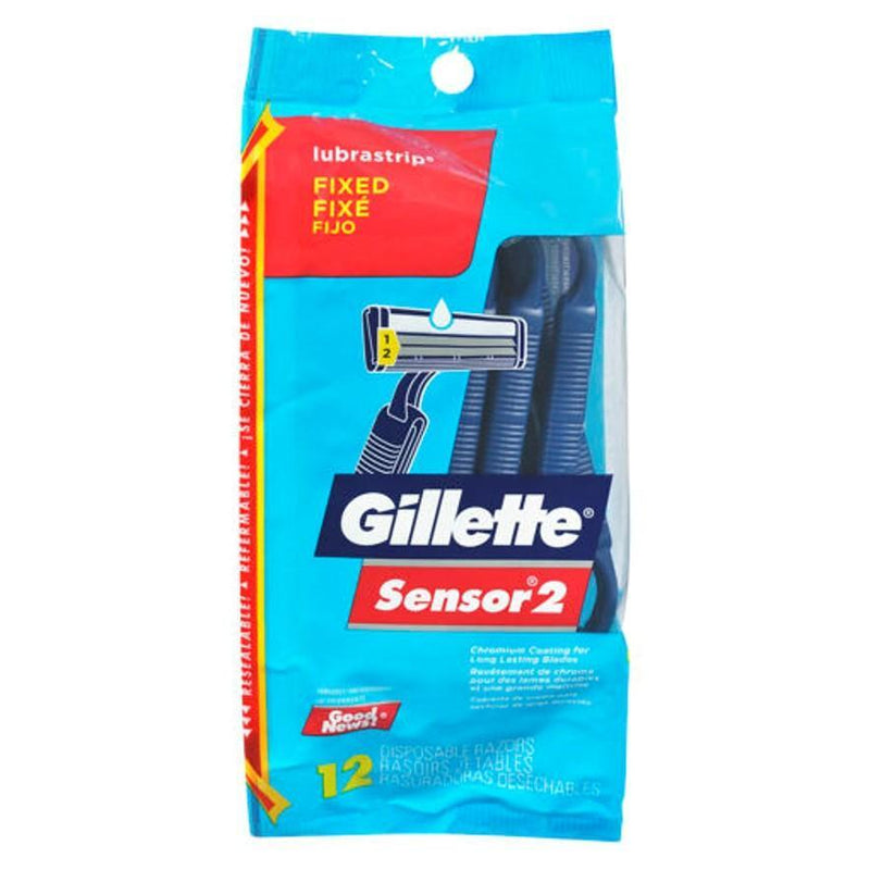 Gillette Gillette Sensor 2 Disposable Razors, Fixed Shaving Razor Deep Sky Blue