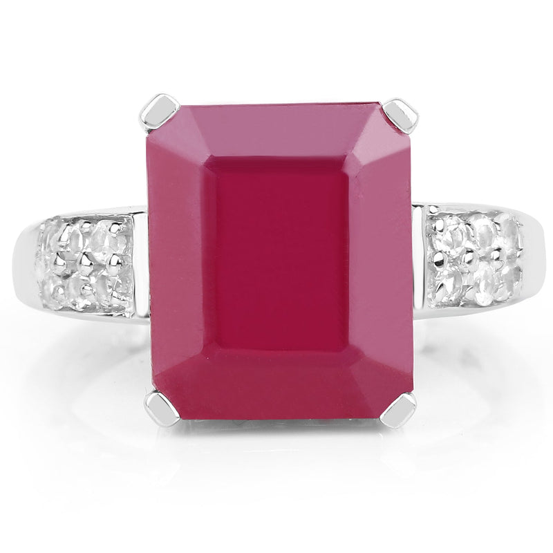 Bids.com 7.26 Carat Glass Filled Ruby and White Topaz .925 Sterling Silver Ring Rings White Smoke size 5.00,size 10.00,size 6.00,size 7.00,size 8.00,size 9.00