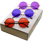 zeroUV Retro Hippie Round Color Tone Metal Sunglasses 9892 Sunglasses White Smoke Mixed Promo Box