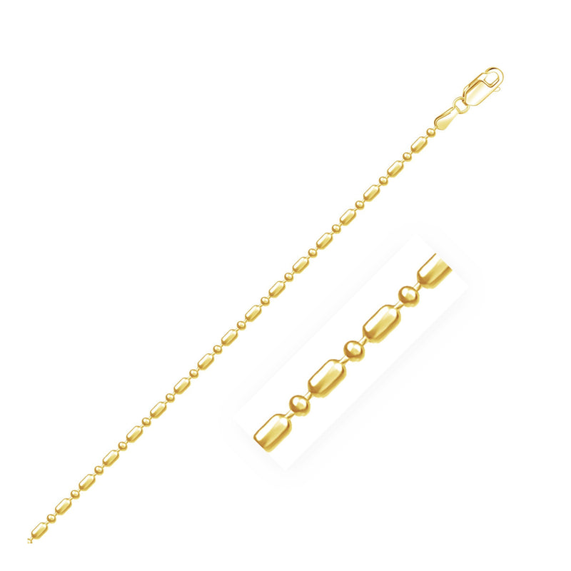 Bids.com 14k Yellow Gold Diamond-Cut Alternating Bead Chain 1.5mm Necklaces White Smoke 16 / Yellow Gold,18 / Yellow Gold,20 / Yellow Gold